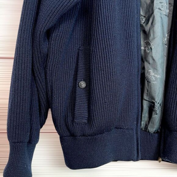 Paul & Shark Men's Navy Blue Wool Full Zip Sweater Cardigan Fully Lined Jacket M - Picture 6 of 16
